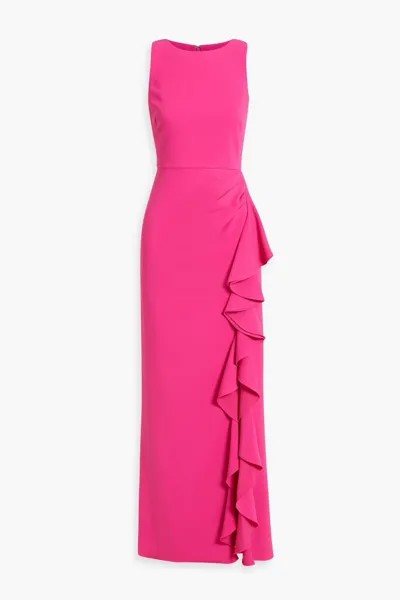 Платье из крепа с драпировкой и оборками Badgley Mischka, розовый