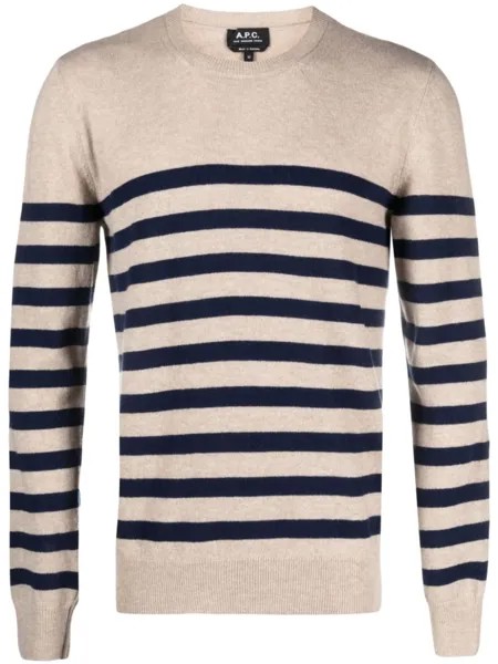 A.P.C. шерстяной джемпер в полоску, нейтральный цвет