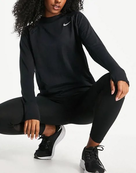 Черный топ с круглым вырезом Nike Running Therma-FIT Element-Черный цвет