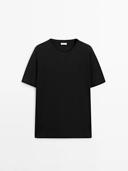 Футболка свободного кроя из 100% хлопка Massimo Dutti, черный