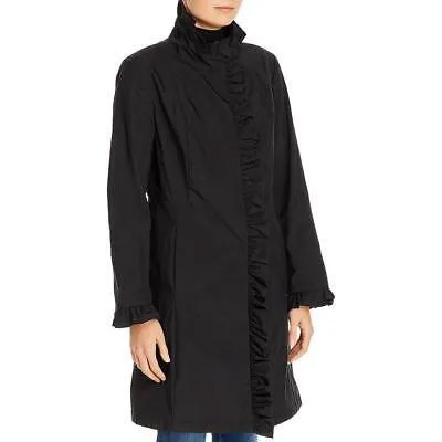 Женский черный дождевик с длинными карманами и рюшами Jane Post M BHFO 7242