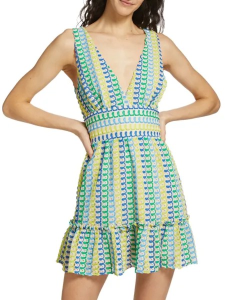 Мини-платье Foley с расклешенной юбкой Ramy Brook, цвет Green Multicolor