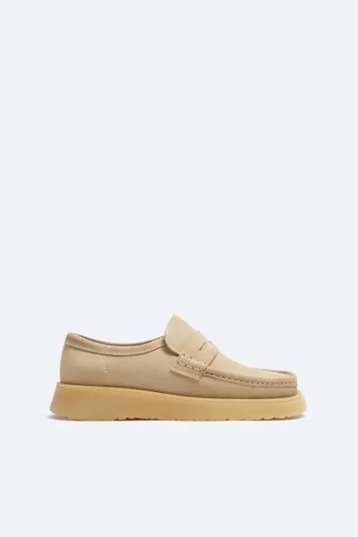 Кожаные лоферы clarks x zara ZARA, бежевый