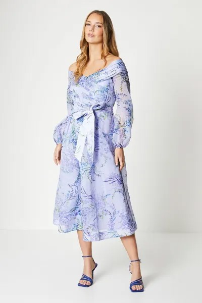 Платье миди с длинными рукавами и плиссированным лифом и бардо Coast, фиолетовый