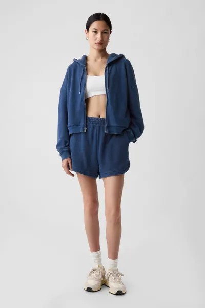 Спортивные шорты из хлопка с фактурным краем и краем дельфина Gap, синий