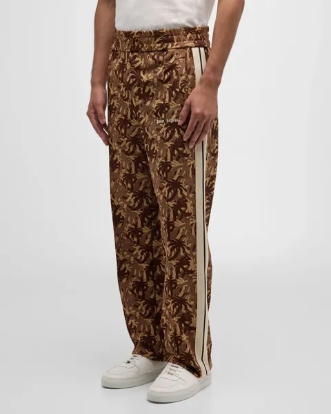Мужские спортивные брюки с камуфляжным принтом и пальмами Palm Angels, цвет Brown  Off White