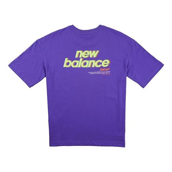 Футболка спортивная повседневные спортивные с коротким рукавом New Balance, фиолетовый