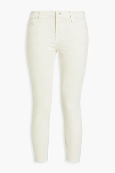 Укороченные вельветовые брюки-скинни из смесового хлопка J Brand, экрю