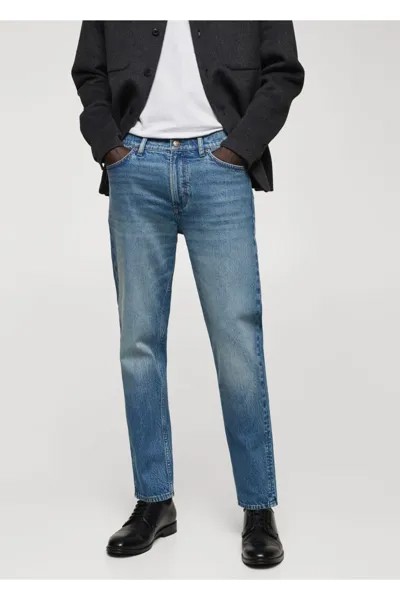 Модель I зауженные укороченные джинсы Mango, синий