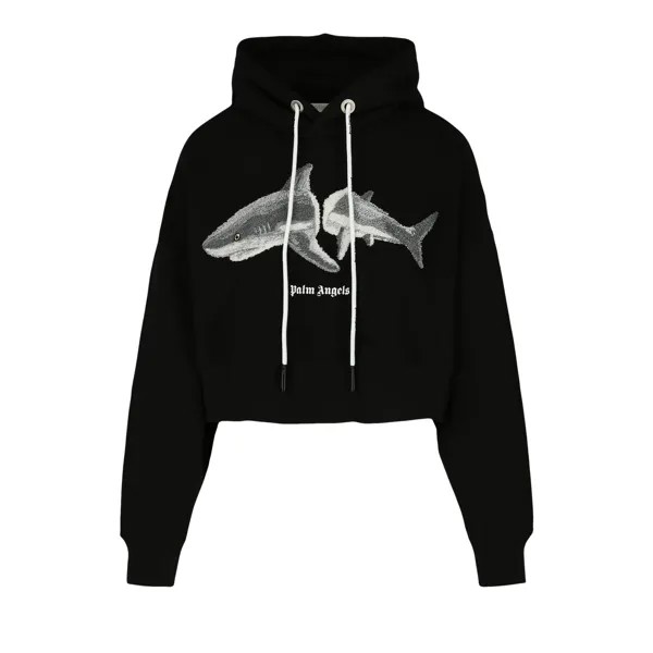 Укороченное худи Palm Angels Shark Черный/Белый