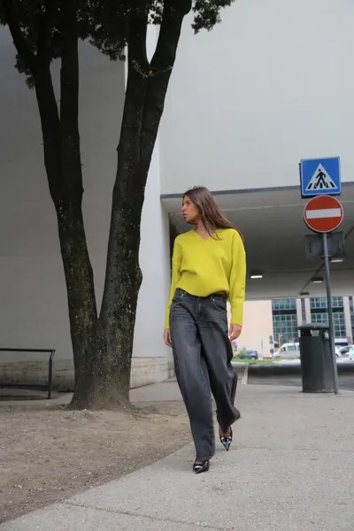 Мягкий вязаный свитер ZARA, цвет lime