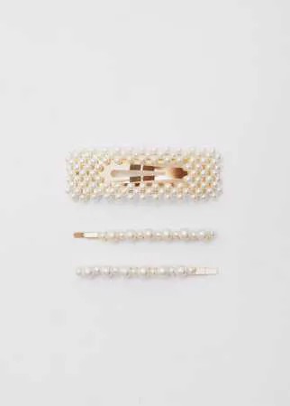 Stradivarius Комплект Заколок Для Волос С Декоративными Деталями Желтый 103