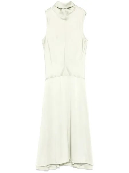 Jil Sander атласное платье макси, зеленый