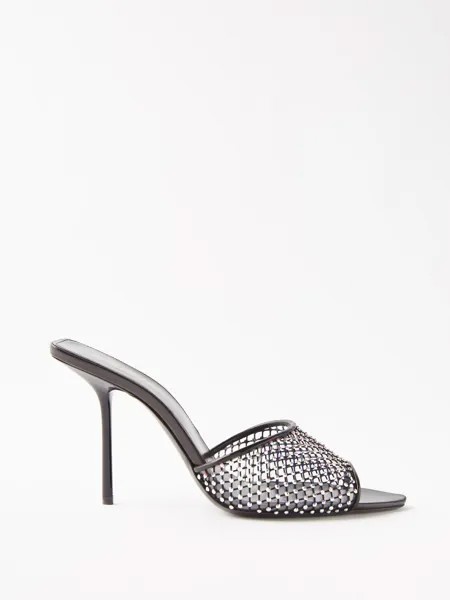 Мюли luz 95, украшенные кристаллами Saint Laurent, черный