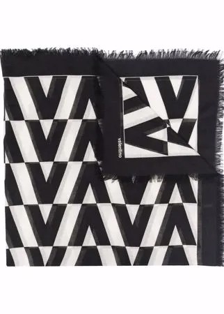 Valentino платок с узором Optical Valentino и бахромой
