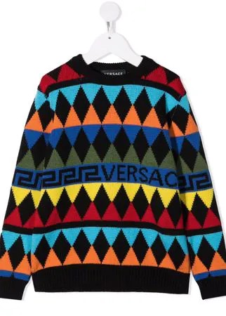 Versace Kids джемпер с круглым вырезом и геометричным принтом
