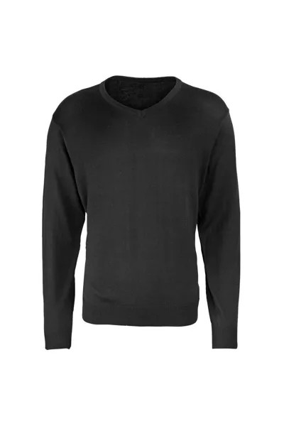 Вязаный свитер с V-образным вырезом Premier, черный
