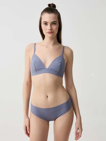 Бесшовные трусы телесного цвета из ребристой микрофибры Ovs, цвет indigo blue