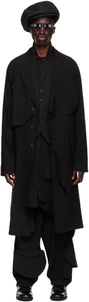 Черное пальто со вставками Yohji Yamamoto