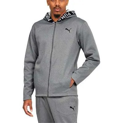 Puma Pwr Fleece Full Zip Training Hoodie Mens Grey Casual Topwear 52255003