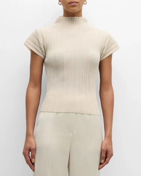 Плиссированный топ с короткими рукавами LE17SEPTEMBRE, цвет Light Beige