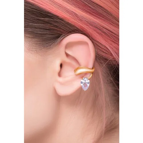 Серьги каффы , искусственный камень, желтый, горчичный