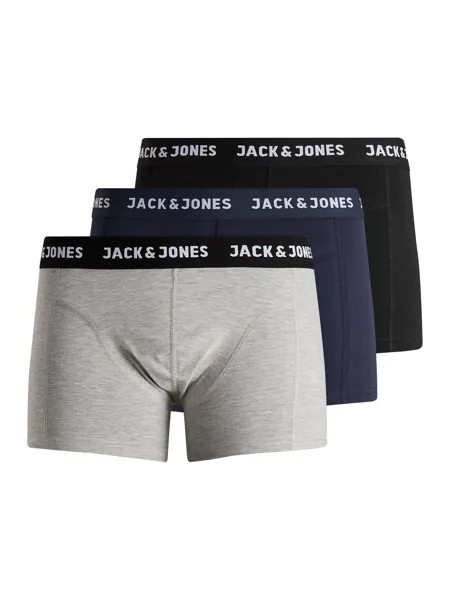 Боксеры Jack & Jones 3-er Stück Pack Boxershorts Set JACANTHONY, цвет Schwarz-Navy-Grau