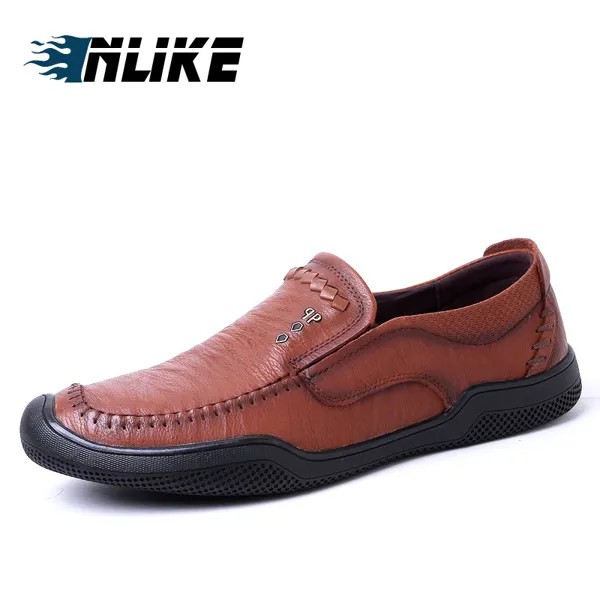 Мужские повседневные туфли INLIKE из натуральной кожи, дышащие мокасины, модные легкие кожаные туфли на плоской подошве
