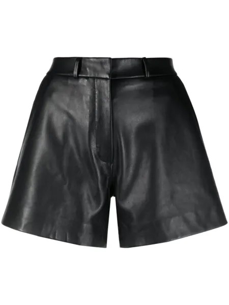 Claudie Pierlot кожаные шорты средней посадки, черный