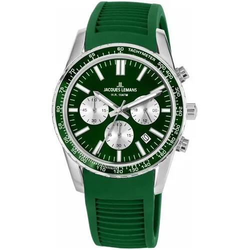 Наручные часы JACQUES LEMANS Sport, зеленый, серебряный