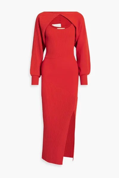 Многослойное платье макси в рубчик Alixia с вырезами Nicholas, цвет Tomato red