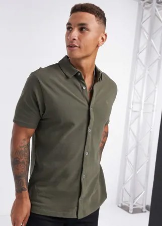 Рубашка цвета хаки с короткими рукавами Burton Menswear-Зеленый