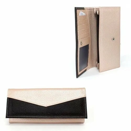 Портмоне женское Croco-ПР-972 натуральная кожа 2 отд, 8 карм, пудра металлик/корич флотер (234/116) 237115