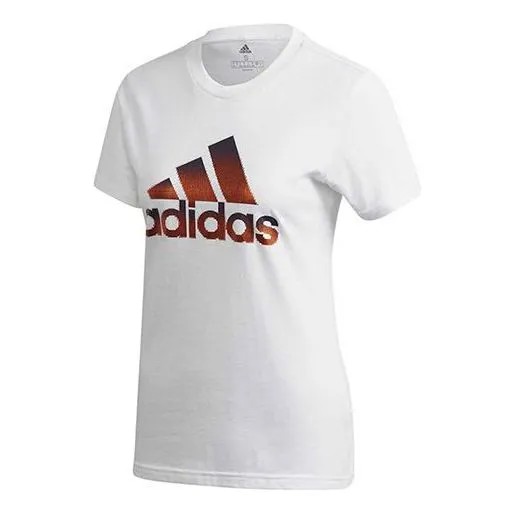 Футболка тренировочные спортивные с круглым вырезом и коротким рукавом Adidas, белый