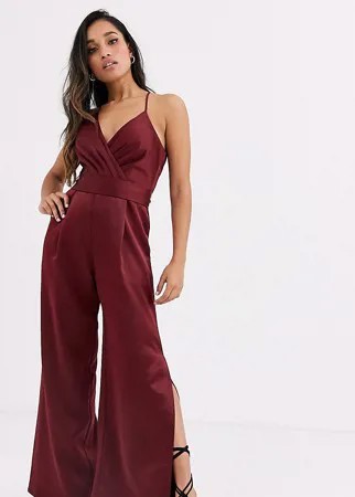 Атласный комбинезон с поясом Forever New Petite-Золотой