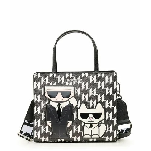 Сумка  кросс-боди Karl Lagerfeld 104890 вечерняя, искусственная кожа, внутренний карман, регулируемый ремень, белый, черный