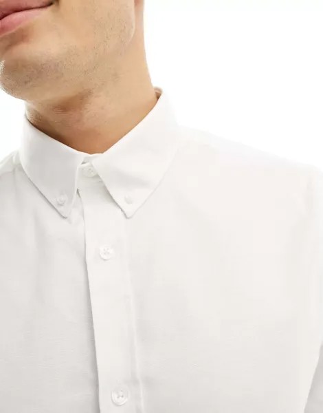 Белая оксфордская рубашка стрейч с короткими рукавами River Island