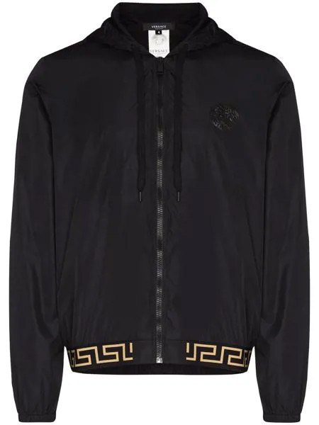 Versace бомбер с капюшоном и узором Greca