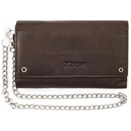 Бумажник Zippo, фактура гладкая, тиснение, матовая, коричневый