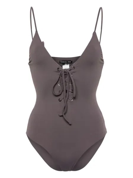 Federica Tosi lace-up swimsuit, серый