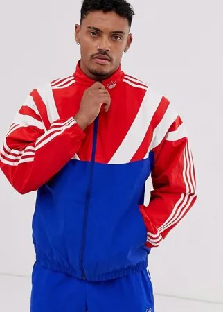 Спортивная куртка со вставками красного цвета и 3 полосками adidas Originals Balanta-Красный