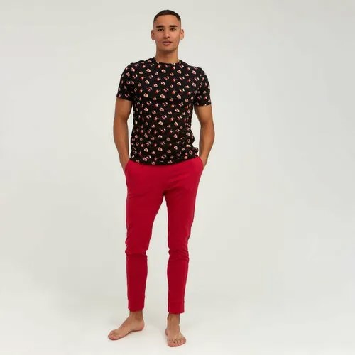 Пижама Kaftan, футболка, брюки, застежка отсутствует, размер 56, красный