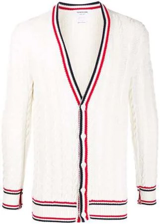Thom Browne кардиган фактурной вязки с полосками RWB
