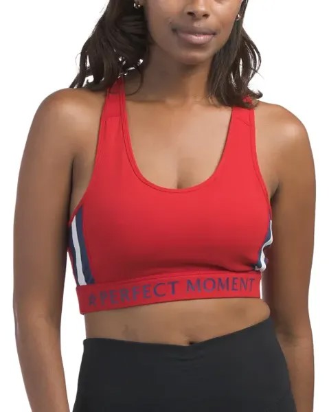 Топ для фитнеса с бюстгальтером Stripes Stars Perfect Moment, красный