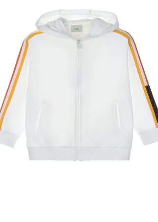 Белая спортивная куртка с лампасами Fendi