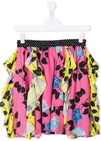 MSGM Kids мини-юбка с оборками и цветочным принтом