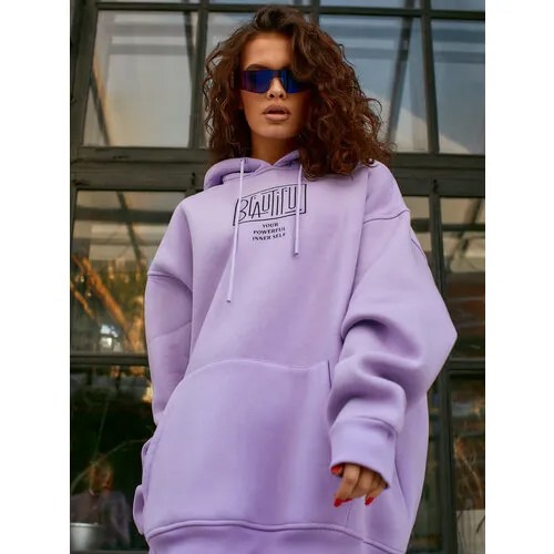 Худи Little Secret, оверсайз, удлиненное, размер ONE SIZE, фиолетовый