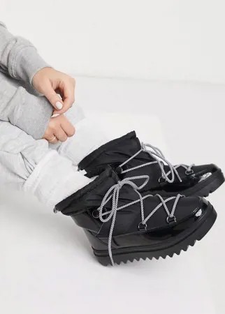 Черные короткие снежные ботинки Glamorous-Черный цвет