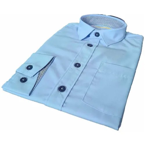 Школьная рубашка для мальчика Царевич, голубой, Рост 122-128