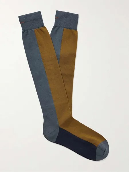 Шерстяные носки в стиле колор-блок LORO PIANA, коричневый
